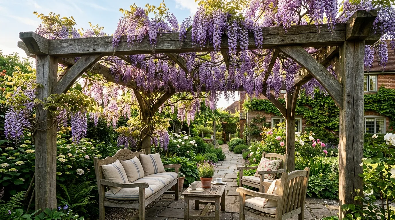 Pergola Trellis With Hanging Vines